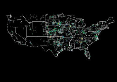 1993 Map of Tornados in Continental United States of America