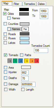Control panel for Twistery Tornado History