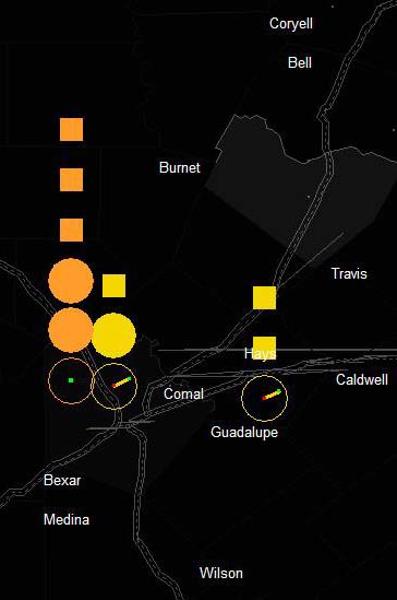 View of Tornado severity in southern states